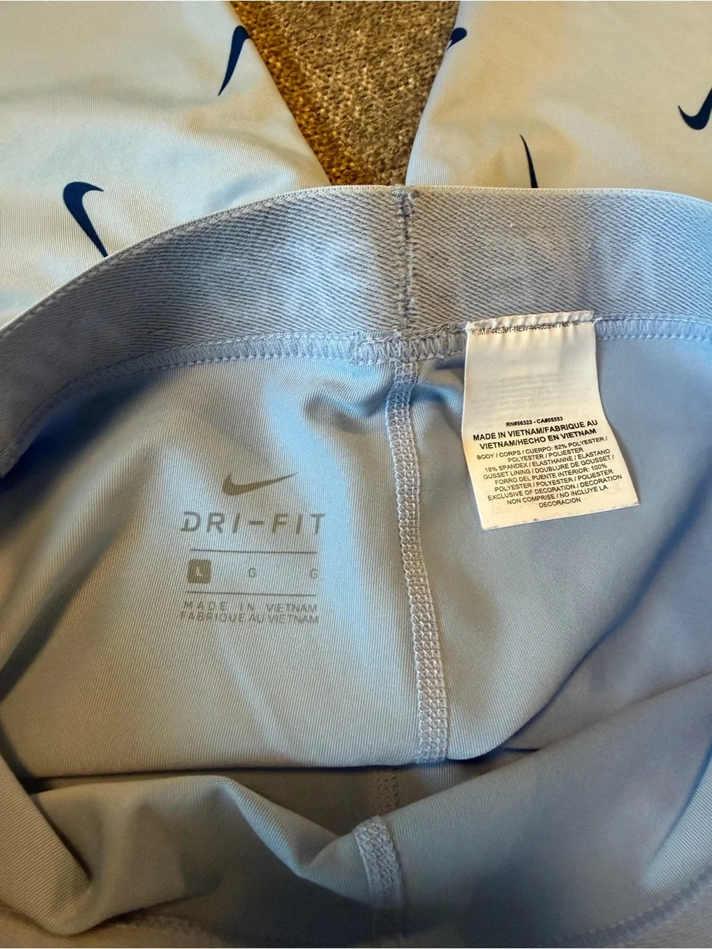 Nike Light Blue Swoosh Print Girls' Leggings